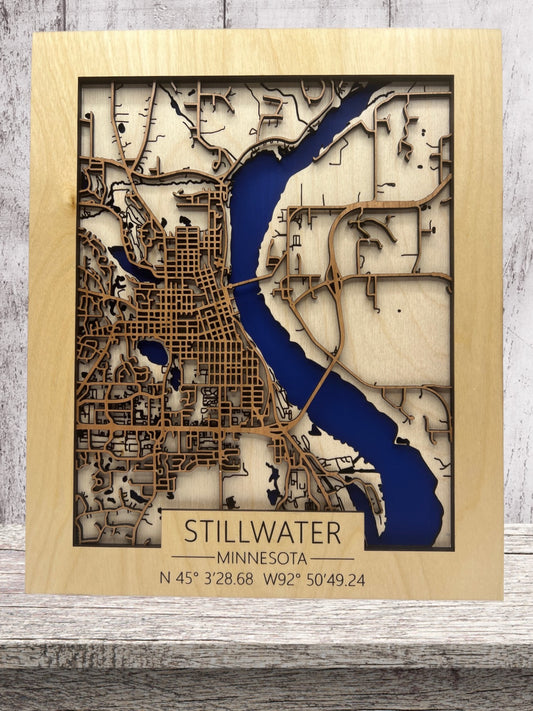 Stillwater, MN Handmade Layered City Sign - One of a Kind Unique Gift!