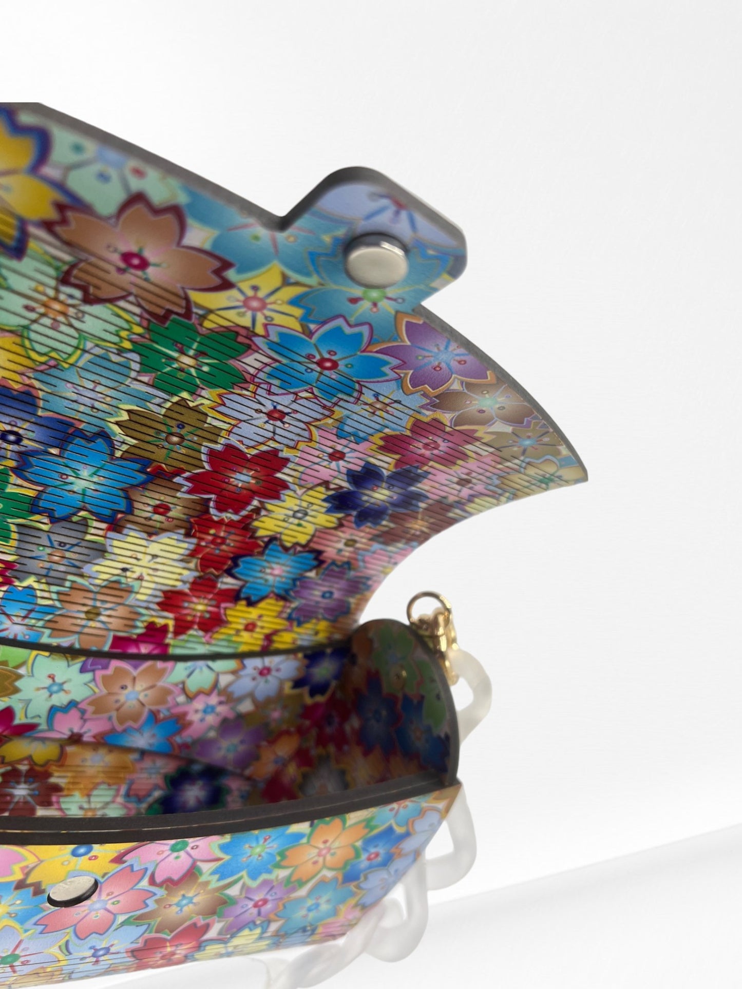 Handmade Colorful Flower Wood Clutch with Strap - Unique and Fashionable Gift